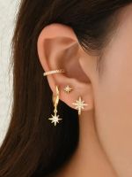 Golden Stella Earrings Set ต่างหูเซตสีทอง ต่างหูดาว ต่างหูน่ารัก ต่างหูห้อย ต่างหูคริสตัล