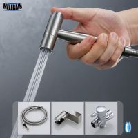 Bathroom Toilet Bidet Sprayer Kit. Long-Time Hold Bidet Faucet Metal Brushed Toilet Hook Support East Install