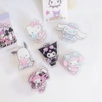 Sanrio Acrylic Clip Dark Kuromi Melody Double Sided PP Clips Fixed Paper Book Memo Pocket Stationery