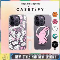 Magnetic Case Cute Pink Rabbit CASETiFY Phone Case Compatible for iPhone14/13/12/11/Pro/Max iPhone Case Transparent Shockproof Protective Acrylic Hard Cover