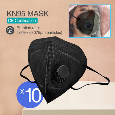 10Pcsสีดำนำมาใช้ใหม่KN = 95 Mask-Valvedหน้ากากN = 95หน้ากากนิรภัยวาล์วล้างทำความสะอาดหน้ากากหน้ากากหน้าและปากPM2.5แอนตี้ฟอร์มาลดีไฮด์Badป้องกันกลิ่นFaceที่ครอบปากปลอดภัยหน้ากากที่หายใจได้