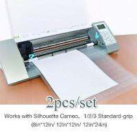 2PCS แผ่นรองตัด12*24นิ้วแผ่นกาวโปร่งใสพร้อมตารางวัด12*12นิ้วสำหรับ Silhouette Cameo Plotter Machine