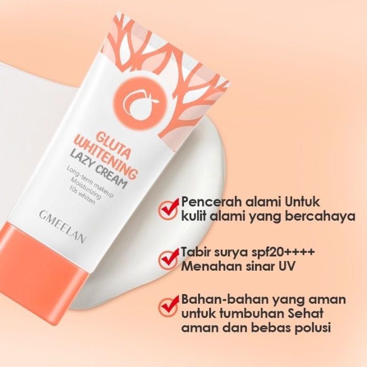 Ready Gmeelan Gluta Whitening Lazzy Cream 30gr Cream Wajah Bpom