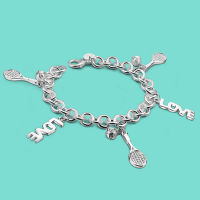 Fashion 925 Sterling Silver Bracelet Female Sports Leisure Style Tennis Pendant Design Ms Silver Ornament Birthday Gift For Girl