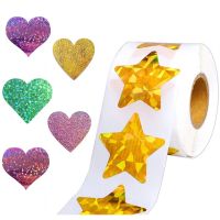 hot！【DT】✣  38mm 100-500pcs Star Holographic Sticker for Valentines Day Pink Sparkling Labels Wedding