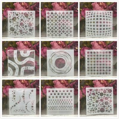 □✕✚ 9Pcs/Set 5 quot; Hole Line Geometry DIY Layering Stencils Painting Scrapbook Coloring Embossing Album Decorative Card Template
