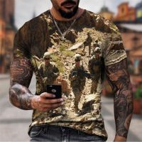 2023 NewNew พรางทหารเสื้อยืดสำหรับผู้ชาย3d กลางแจ้ง Camo ตลกแขนสั้นท็อปส์ผู้ชายเสื้อยืด