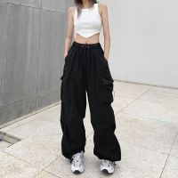 【CW】 Streetwear Pants Fashion Pockets Wide Leg Straight Trousers Female Hip-Hop Baggy Joggers