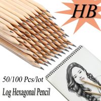 50/100pcs HB Hexagonal log coloring Black Pencil Non-toxic drawing pencil Stationery Office Eco-friendly Natural School Supplies Drawing Drafting