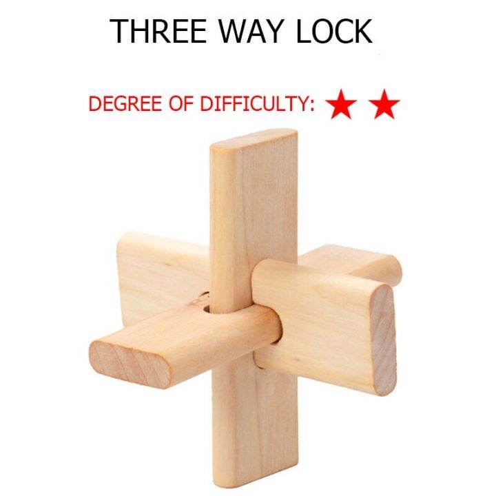 1pcs Simple 3D Wooden Puzzle Toys Game Kongming Lock Cube Brain Teasers ...