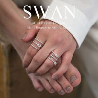 SWAN - Mini baguette Stones Ring แหวนเงินแท้ ฝังเพชรคิวบิกเซอร์โคเนีย cubic zirconia