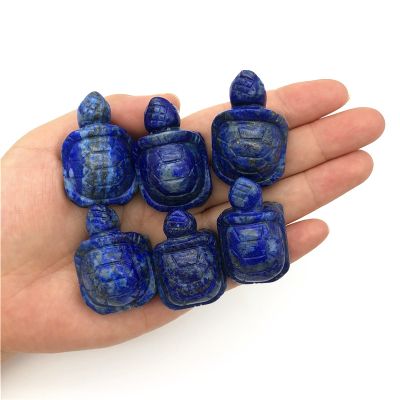 Beautiful 1PC Natural Lapis Lazuli Turtle Tortoise Statue Healing Crystal Gemstone Animal Pocket Stone Figurine Home Decoration