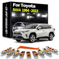 ชุดไฟเก๋ง LED สำหรับรถยนต์ไม่มีข้อผิดพลาดชุดชุดคิทสำหรับรถโตโยต้า RAV4หลอดไฟตกแต่งภายใน LED MK1 MK2 MK3 MK5 MK4 I II III IV 1994-2017 2018 2019 2020 2021 2022โคมไฟป้ายทะเบียนอัตโนมัติ2023