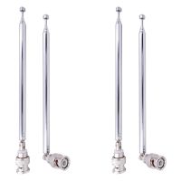 (4 Pack) BNC Radio Antenna with BNC Male Plug Jack Connector Adapter Telescopic Stainless Steel HF VHF UHF BNC Antenna