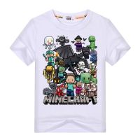 เสื้อยืดแขนสั้น ผ้าฝ้าย ลาย minecraft สำหรับเด็ก