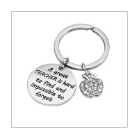 Thank You a Great Teacher is Key Chains Round Strip Discs Stainless Steel Keychains for Teachers Day Gifts