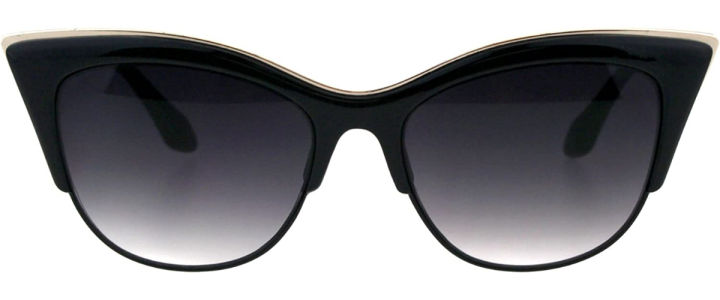 Sa106¬ Womens High Point Squared Half Rim Look Cat Eye Sunglasses Black 