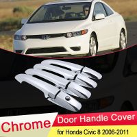 ฝาครอบที่จับประตูชุบโครเมียมหรูหราสำหรับ Honda Civic 8 2006 2007 2008 2009 2010 2011สติกเกอร์รถเครื่องประดับตกแต่ง