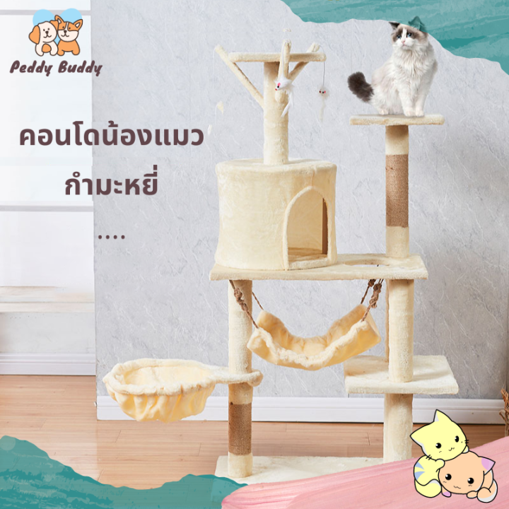peddy-คอนโดแมว-บ้านแมว-เสาลับเล็บแมวได้-คอนโดกำมะหยี่และคอนโดไม้-สินค้าดี-ราคาถูก-พร้อมส่งในประเทศไทย