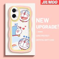 เคส JIUMOO สำหรับ OPPO เคส A36 A76 A96ลายการ์ตูนแฮปปี้โดราเอมอนดีไซน์ใหม่สร้างสรรค์เคสโปร่งใสลายกล้องถ่ายรูปซิลิกาเจลฝาครอบป้องกันขอบลอนเคสมือถือกันกระแทกแบบใสนิ่ม