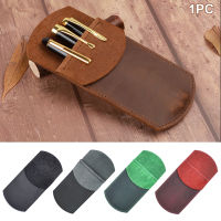 PU Leather Office Essentials Pouch Pencil Case Handmade Durable School Supplies Pocket Protector Student Pen Holder Portable