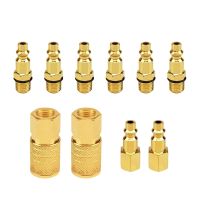 50JC 14 "NPT Air Coupler &amp; Plug Set 10ชิ้น Universal Quick Connector Air Fitting ทองเหลือง Quick Connector Set สำหรับ Air Tools