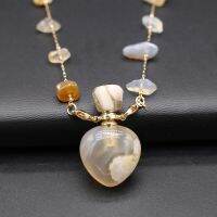 Stone Agate Perfume Bottle Necklace Jewelty Fashion Gravel Chain Onyx Pendant Necklaces for