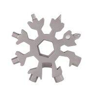 [Old A Hardware] 18 In 1 Multi Tool สแตนเลสหิมะรูปร่างแบนหัวไขควง Allen Key Spanner Key Chain เครื่องมือสำหรับกระเป๋าเป้สะพายหลัง