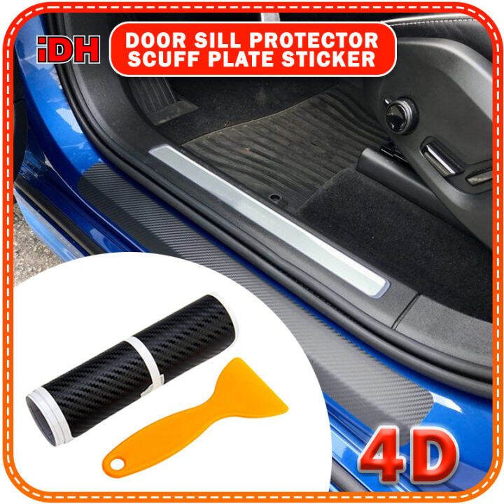 Door Sill Protector Universal 4D Carbon Fiber Scuff Protective Door