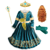 Inspired From Cartoon Movie ve Princess Merida Dresses for Girls Fancy Scotland Kingdom Merida Kids Halloween Cosplay Costume