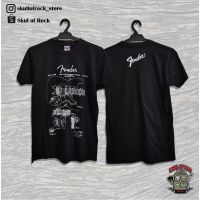 Fender เสื้อยืดสีดำtee Hitam Guitar unisex Full cotton T-shirt Premium murah Tor clothing by Skull Of Rock