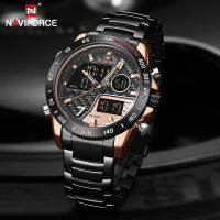 NAVIFORCE แบรนด์ชั้นนำนาฬิกาลำลองสำหรับผู้ชายหน้าปัดดิจิตอลสแตนเลสแฟชั่นนาฬิกาข้อมือชายกันน้ำ Relógio Masculino