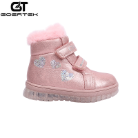 GT Girl Flat PU Leather Casual Sneaker Boots Kids Warm Winter Mid Ankle Snow Boots Toddler Children Fashion Wool Shoes 21-26