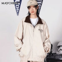 MAYCHEER เสื้อแจ็กเก็ตตัวหลวมแนววินเทจของผู้ชาย