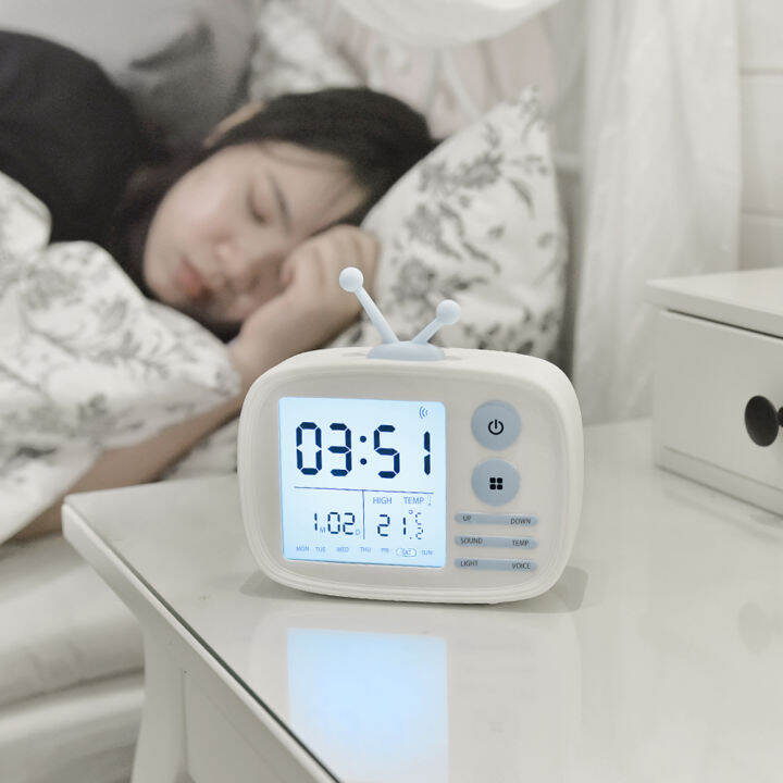 TV Alarm Clock with Sound Control Backlight Temperature Date Week