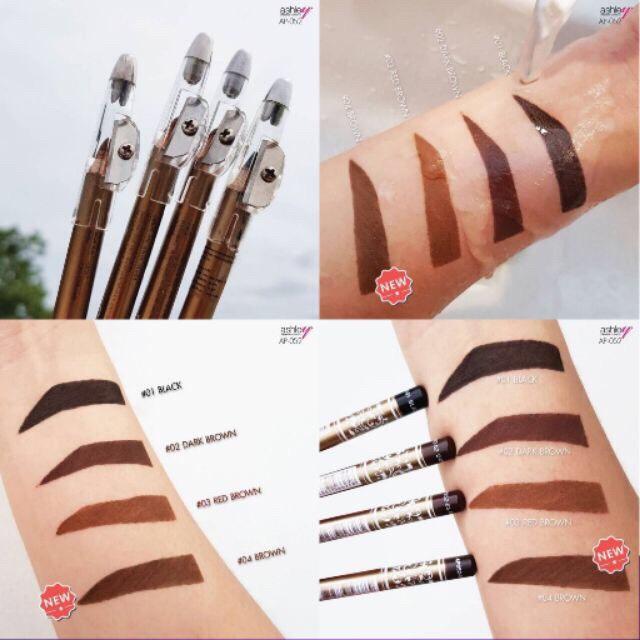 12แท่ง-ยกแพค-ap-052-ดินสอเขียนคิ้วแบบ-มีกบเหลา-ashley-premium-eyebrow-pencil-waterproof