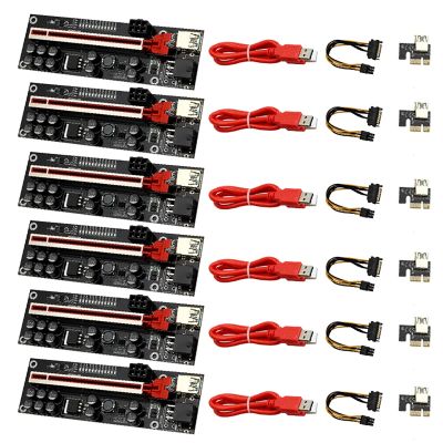 VER011S PCI-E 1X to 16X USB3.0 60cm Graphics Riser Card with 10 Solid Capacitors LED Lights for Bitcoin Mining