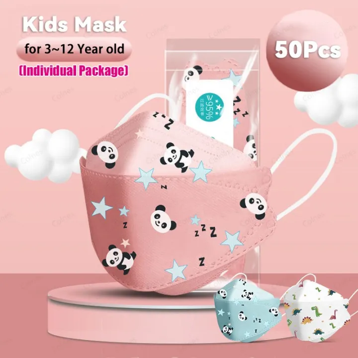 50Pcs 3D Kids KF94 Mask Cartoon Cute Disposable Face Mask (Individual