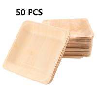 50100pcs Square Disposable Wooden Plate Party Plates Tableware for Wedding Restaurant Picnic Birthday 140x140mm