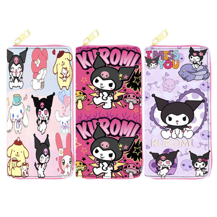 Sanrio Kuromi Cinnamon Pompom Purin Cartoon Long Zipper Wallet Print ...