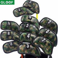 12pcs/set skull Golf Iron Headcover 3-9 Pw Aw Sw Lw Lw Club Head Cover Printing Number Case Golf Training Equipment Accessories