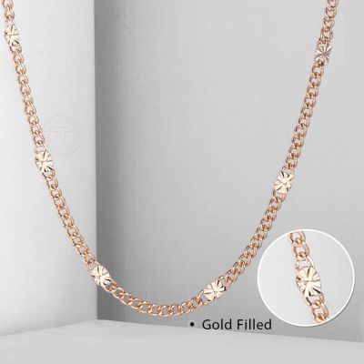 【CW】3mm Womens Girls Necklace Curb Cuban Chain 585 Rose Gold Color Necklace Fashion Jewelry 50cm 60cm DCN12