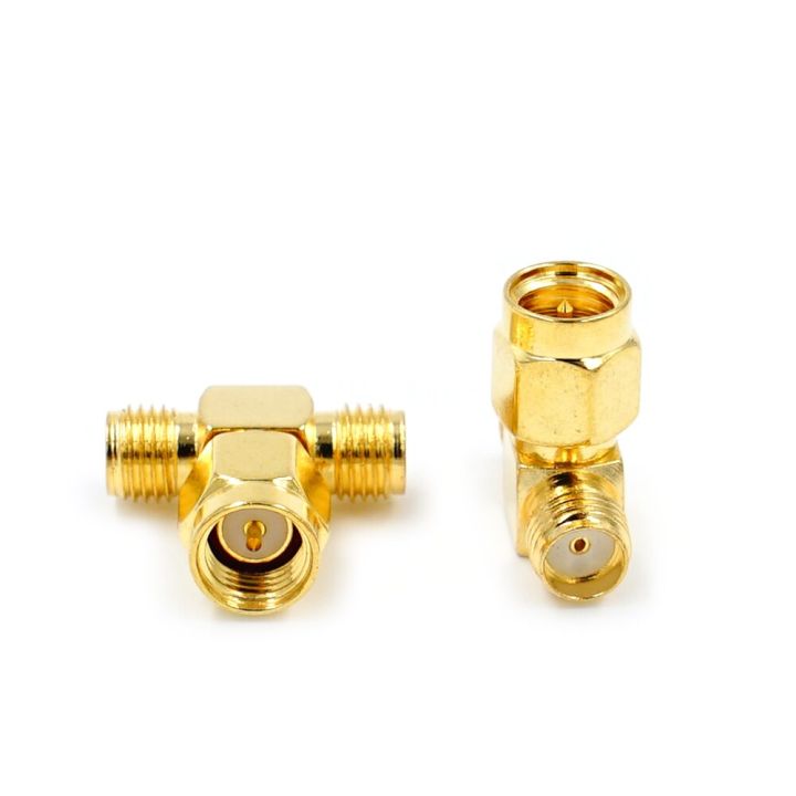 t-type-sma-male-plug-to-2-sma-female-jack-rf-coaxial-connector-3-way-splitter-antenna-converter-gold-plated-brass-electrical-connectors