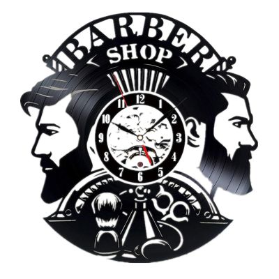 Barber Shop Wall Clock Modern Barbershop Decoration Vinyl Record Wall Clock Hanging Hairdresser Wall Watch for Barber