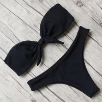 HOT★2022ผู้หญิงบิกินี่เซ็กซี่ชุดว่ายน้ำฤดูร้อน Bow Tie ตัด Bandeau ชุดบิกินี่สองชิ้น Mens Swimwear ผู้หญิง Купальник женский