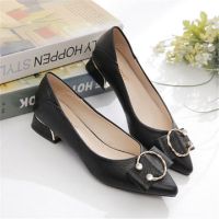 Cresfimix Women Fashion 3cm Low Heel Beige Pu Leather Slip on Heel Shoes Lady Classic Black Shoes for Night Club &amp; Party A6662d