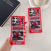 เคสโทรศัพท์ Samsung Galaxy,เคส S23อัลตร้า S22อัลตร้าพลัสเคสโทรศัพท์มือถือ Marvel Spider Man Comics】สติกเกอร์สีสันสดใสโปร่งใสกันกระแทก TPU กรอบป้องกันแบบนิ่ม