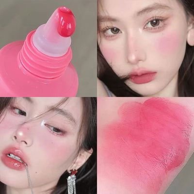 เครื่องสำอางแบบน้ำบลัชออนสีชมพูสำหรับอายแชโดว์บลัชออนสีครีมแดงฤดูร้อน