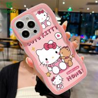 เคสโทรศัพท์ลายการ์ตูนน่ารักฮัลโหลคิตตี้ด้านหลังเป็นลอนเคสใส่โทรศัพท์ TPU แบบนิ่มเคสสำหรับ Apple iPhone 14 Pro iPhone 14 Plus iPhone 13 Pro Max iPhone 12 Pro Max iPhone 11 Pro Max XR 7 Plus 8 Plus 6S 6บวก