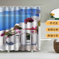 New Style Shower Curtain Building Series 3D Digital Printing Non-Perforated Bathroom Curtains